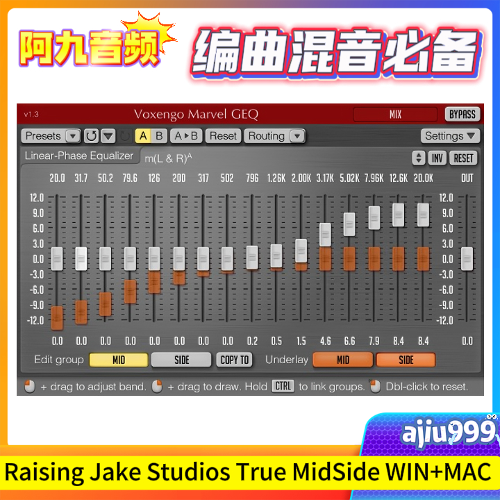 轨道图形均衡器 Raising Jake Studios True MidSide V1.4.0 WIN+MAC-阿九音频